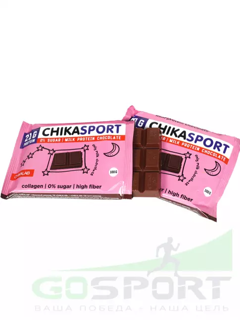 Протеиновый батончик Chikalab Протеиновый шоколад без сахара 2 x 100 г, Молочный шоколад
