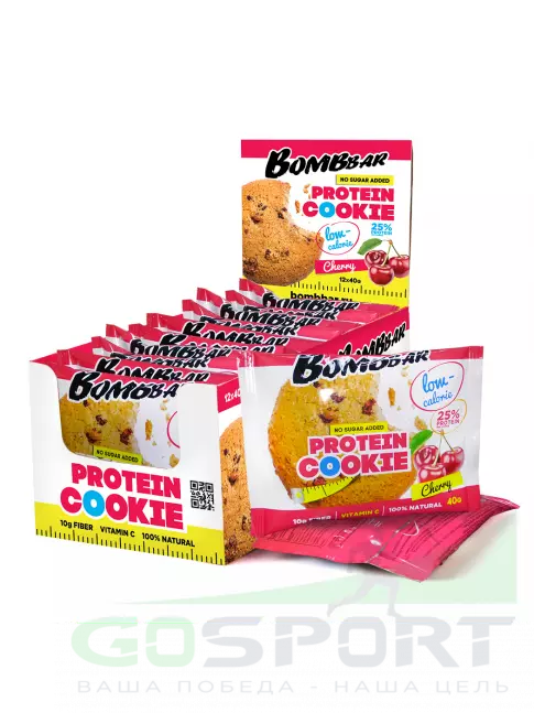 Протеиновый батончик BombBar Protein cookie 12 х 40 г, Вишня Протеиновый батончик BombBar Protein cookie 12 х 40 г, Вишня