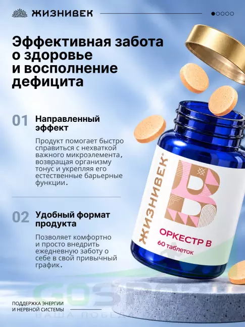 Витамины группы B Жизнивек Оркестр B 60 таблеток