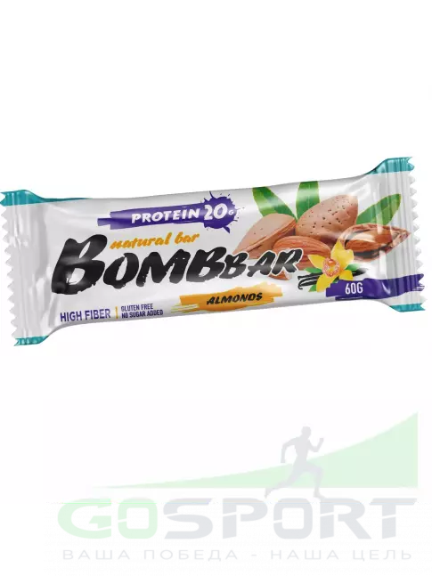 Протеиновый батончик BombBar Protein Bar 60 г, Миндаль-ваниль