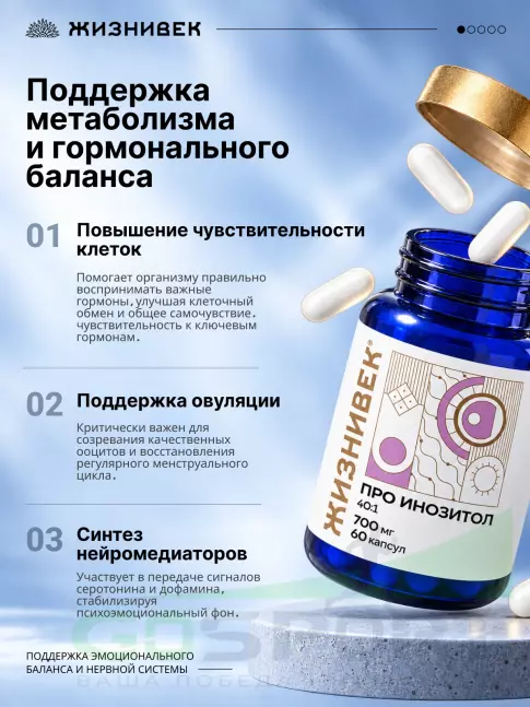 Витамины группы B Жизнивек Про инозитол 700 мг 60 капсул