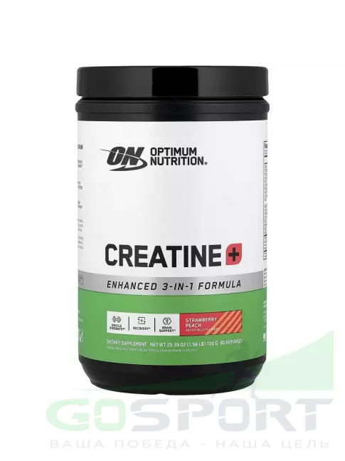 Креатин моногидрат Optimum Nutrition Creatine + 720 г, Клубника - персик