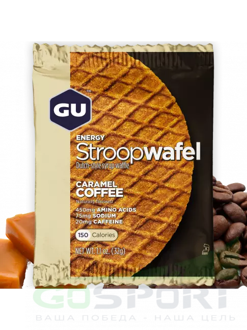 Энергетический батончик GU ENERGY GU ENERGY STROOPWAFEL 20mg caffeine 3 x 32 г, Карамель-Кофе