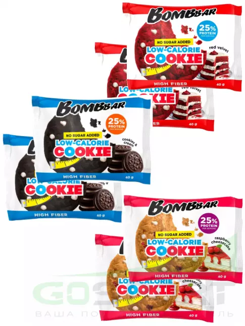Протеиновый батончик BombBar Protein cookie 40 6 x 40 г, Микс Протеиновый батончик BombBar Protein cookie 40 6 x 40 г, Микс