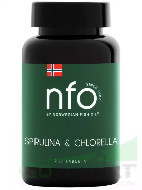 Антиоксиданты NFO Spirulina 1000 mg & Chlorella 1000 mg 260 таблеток