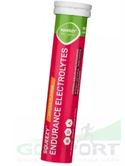 Электролиты в шипучках SQUEEZY Endurance electrolytes 20 таблеток, Апельсин