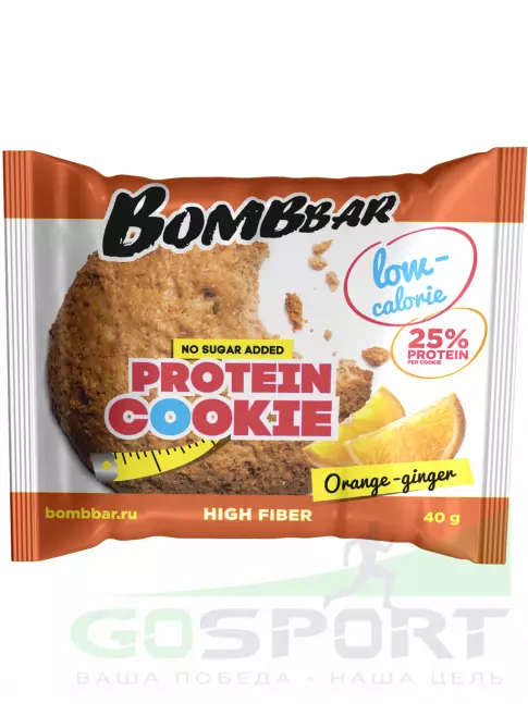 Протеиновый батончик BombBar Protein cookie 40 г, Апельсин - Имбирь