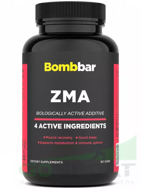 Магний+цинк+B6 BombBar ZMA 60 капсул