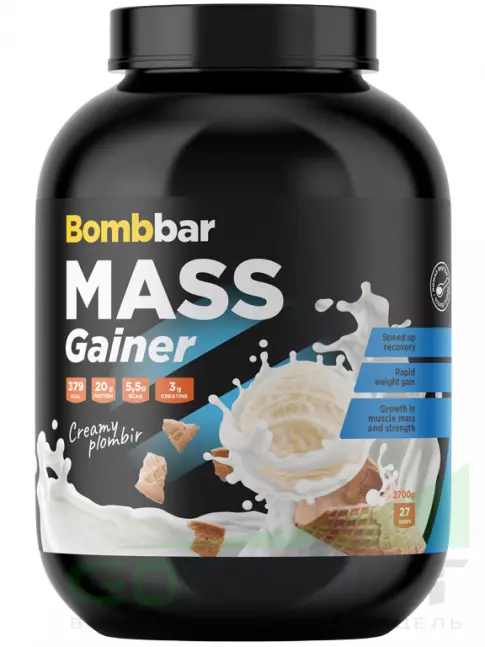 Гейнер BombBar Mass Gainer 2700 г, Сливочный пломбир