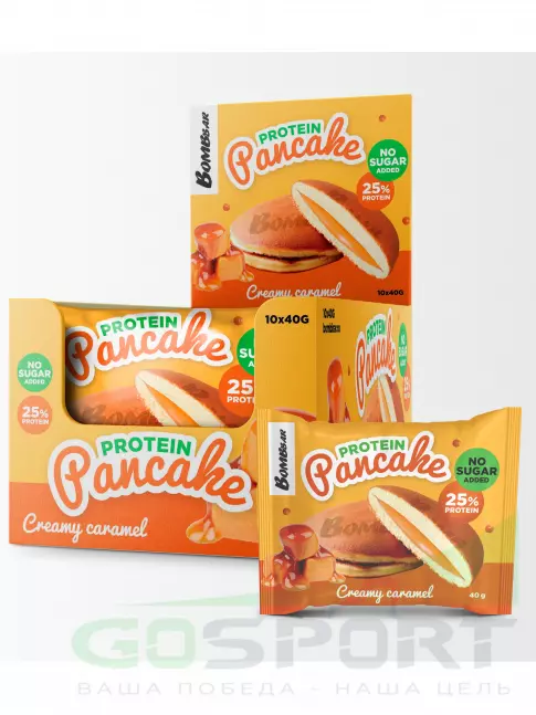 Протеиновый батончик BombBar Панкейк протеиновый 10 x 40 г, Сливочная карамель