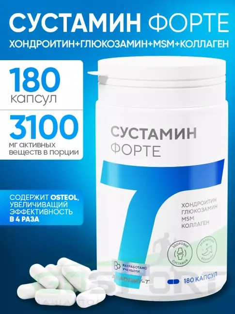Комплекс хондропротекторов АКАДЕМИЯ-Т SUSTAMIN FORTE 180 капсул, Нейтральный
