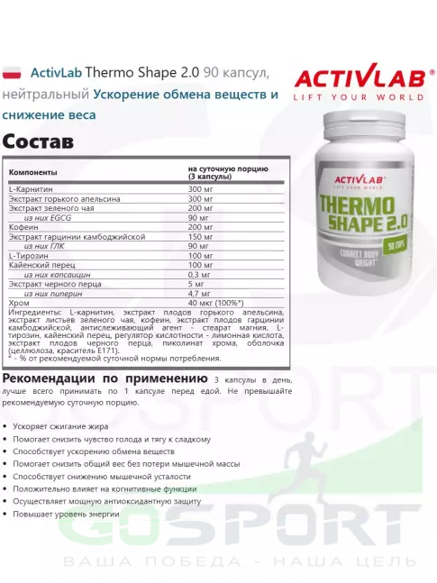  ActivLab Thermo Shape 2.0 90 капсул, нейтральный