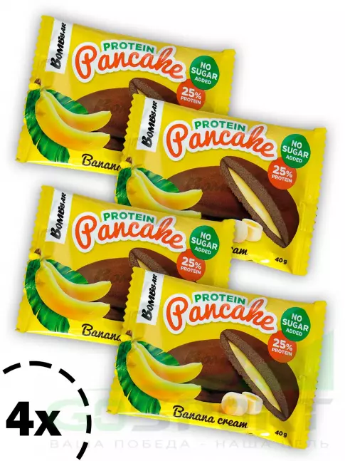 Протеиновый батончик BombBar Панкейк протеиновый 4 х 40 г, Банановый крем