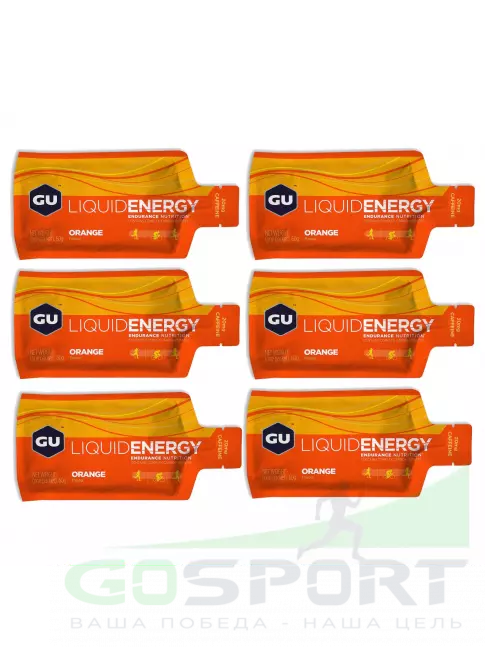 Гель питьевой GU ENERGY GU Liquid Enegry Gel 20mg caffeine 6 саше x 60 g, Апельсин