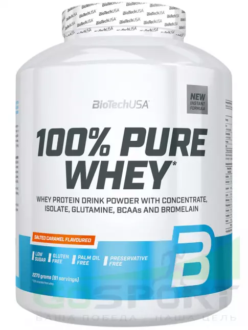 Сывороточный протеин BioTechUSA 100% Pure Whey 2270 г, Соленая карамель