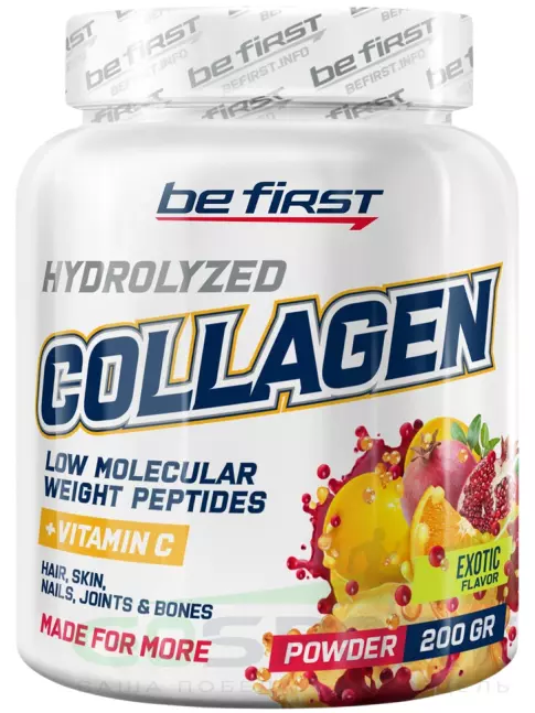 Коллаген 1,2,3 тип Be First Collagen 5000 mg + vitamin C powder (коллаген с витамином С) 200 г, Экзотик