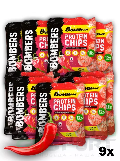 Чипсы BombBar Protein Chips 9 x 50 г, Сладкий чили