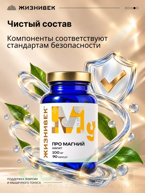 Магний Жизнивек Про магний малат 100 мг 90 капсул