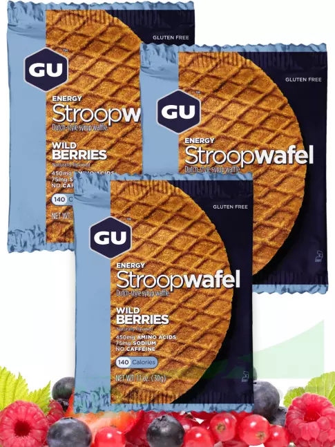 Энергетический батончик GU ENERGY GU ENERGY STROOPWAFEL no caffeine 1 x 3, Дикие ягоды