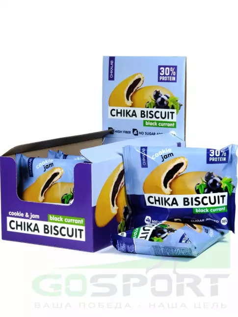 Протеиновый батончик Chikalab Бисквитное печенье Chika Biscuit 9 шт x 50 г, Черная смородина