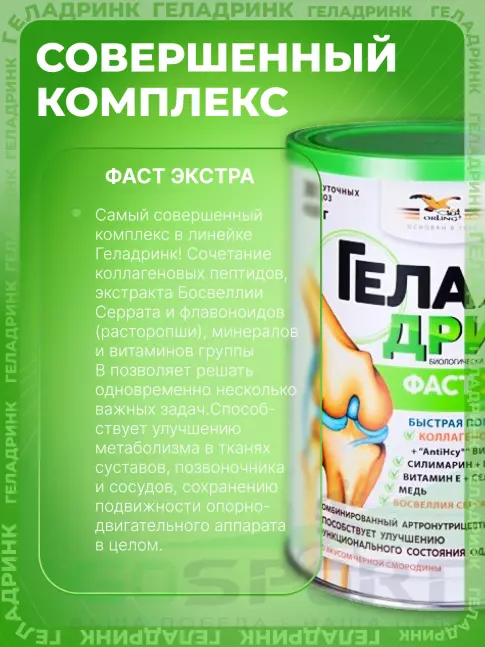 Комплекс хондропротекторов ГЕЛАДРИНК Фаст Экстра 420 г, Черная смородина