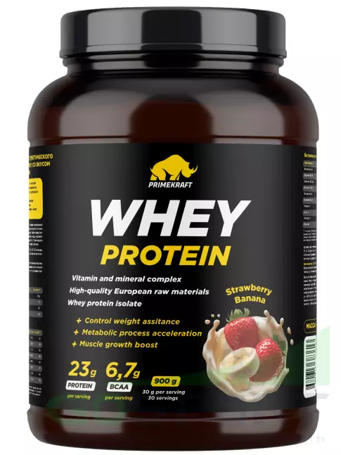 Сывороточный протеин PRIMEKRAFT Whey Protein 900 г, Клубника-банан Сывороточный протеин PRIMEKRAFT Whey Protein 900 г, Клубника-банан