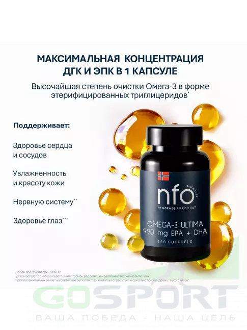 Омега-3 NFO Omega-3 Ultima 120 капсул