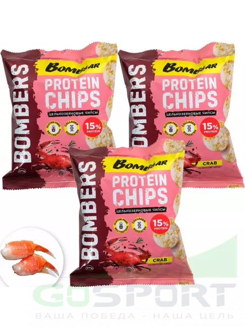 Чипсы BombBar Protein Chips 3 x 50 г, Краб