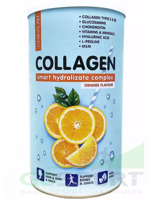 Коллаген гидролизованный Chikalab Коллагеновый коктейль Chikalab 400 г, Апельсиновый