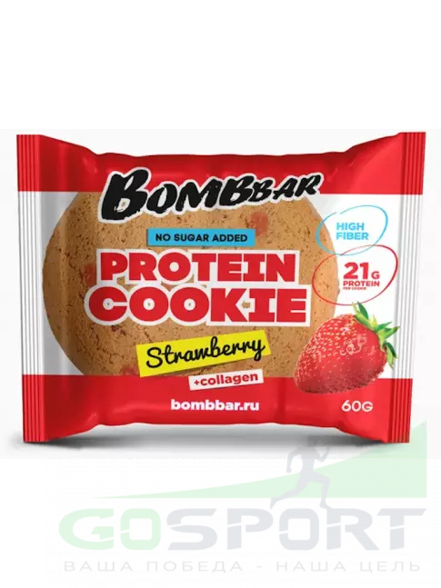 Протеиновый батончик BombBar Protein cookie 6 протеин печенье x 60 г, Клубника Протеиновый батончик BombBar Protein cookie 6 протеин печенье x 60 г, Клубника
