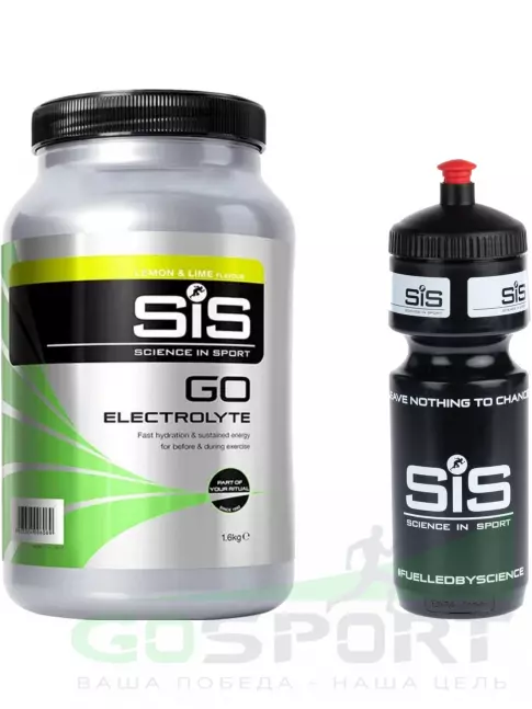 Изотоник SCIENCE IN SPORT (SiS) GO Electrolyte + Бутылочка черная 1 x 1600 г, Лимон-лайм