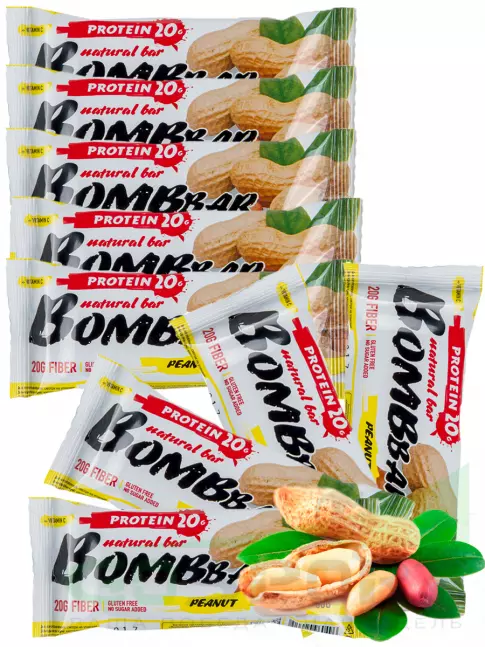 Протеиновый батончик BombBar Protein Bar 9 x 60 г, Арахис Протеиновый батончик BombBar Protein Bar 9 x 60 г, Арахис