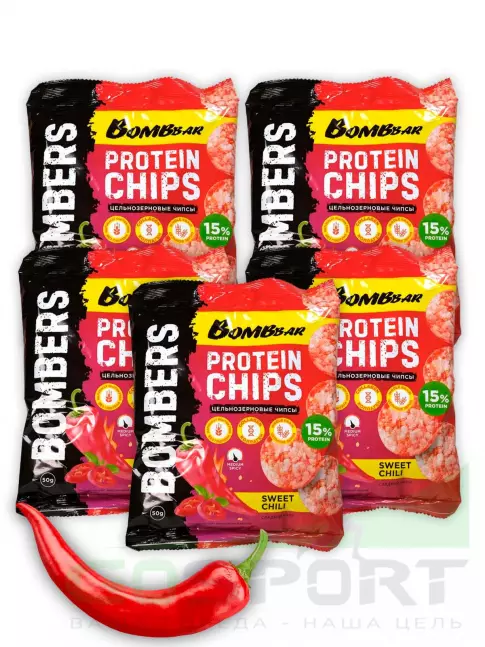 Чипсы BombBar Protein Chips 5 x 50 г, Сладкий чили