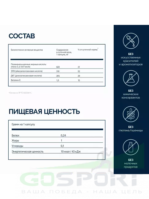 Омега-3 NFO Omega-3 Forte 620 mg 60 капсул