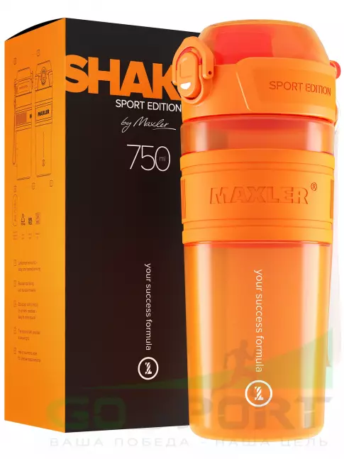  MAXLER Shaker Bottle Sport Edition 750 мл, Оранжевый