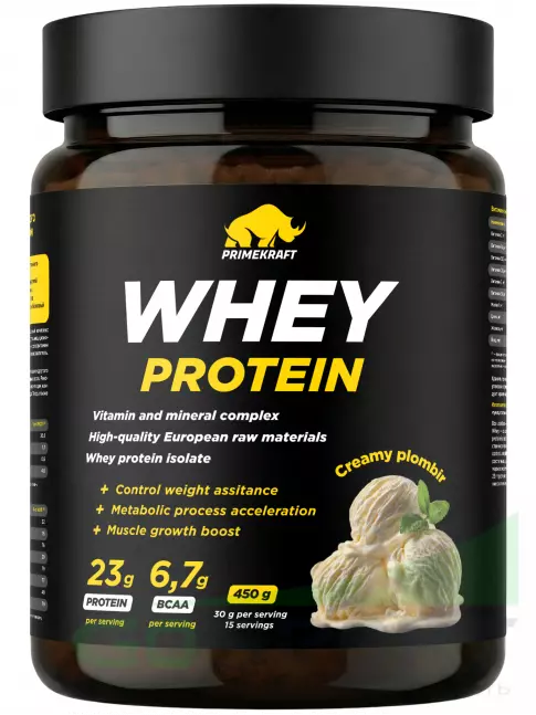 Сывороточный протеин PRIMEKRAFT Whey Protein 450 г, Сливочный пломбир