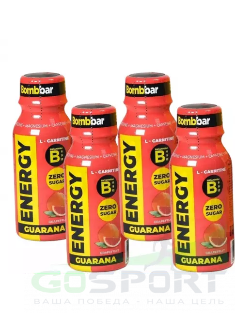 L-Карнитин жидкий BombBar SHOT Energy L-Carnitine Guarana 4 x 100 мл, Грейпфрут