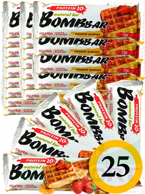 Протеиновый батончик BombBar Protein Bar 25 x 60 г, Венские вафли