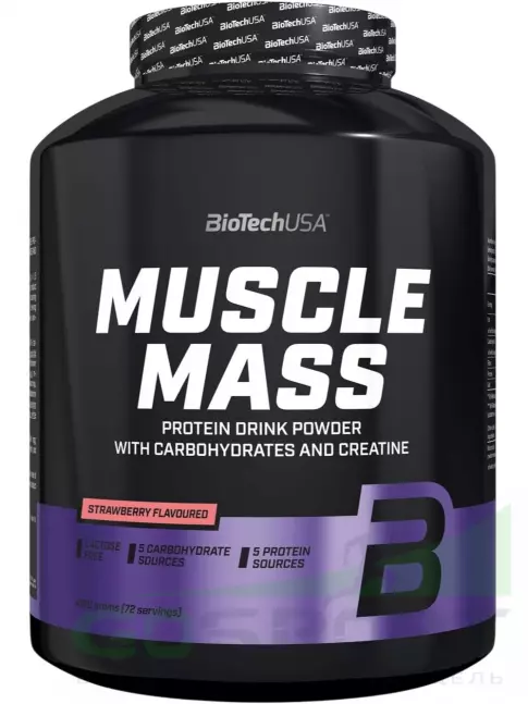 Гейнер BioTechUSA Muscle Mass 4000 г, Клубника Гейнер BioTechUSA Muscle Mass 4000 г, Клубника