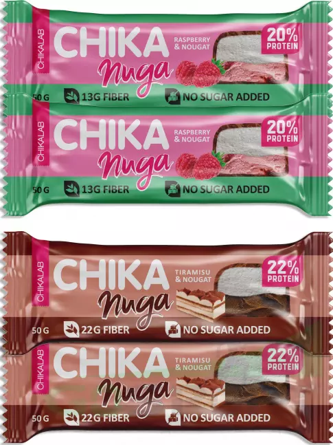 Протеиновый батончик Chikalab Батончик глазированный Chika nuga 4 x 50 г, Микс