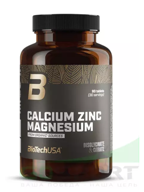 Кальций & магний BioTechUSA Calcium Zinc Magnesium from organic sources 90 таблеток