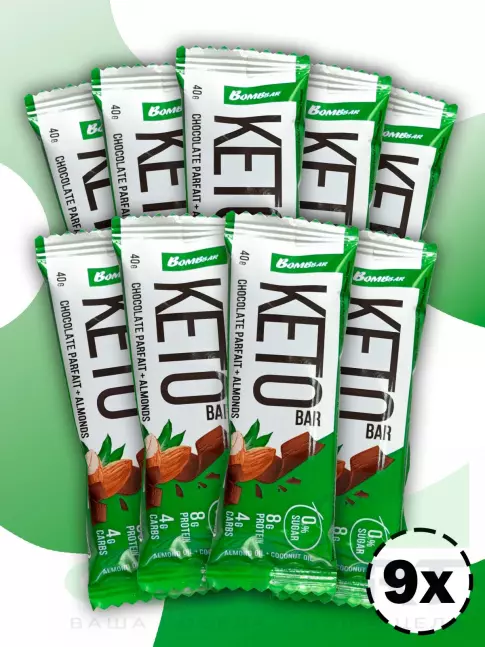 Протеиновый батончик BombBar Батончики Bombbar KETO 9 x 40 г, Шоколадное парфе - Миндаль Протеиновый батончик BombBar Батончики Bombbar KETO 9 x 40 г, Шоколадное парфе - Миндаль