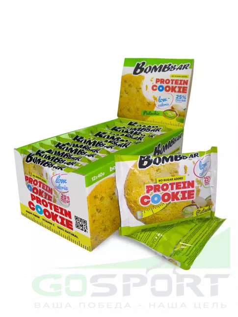 Протеиновый батончик BombBar Protein cookie 12 х 40 г, Фисташка Протеиновый батончик BombBar Protein cookie 12 х 40 г, Фисташка