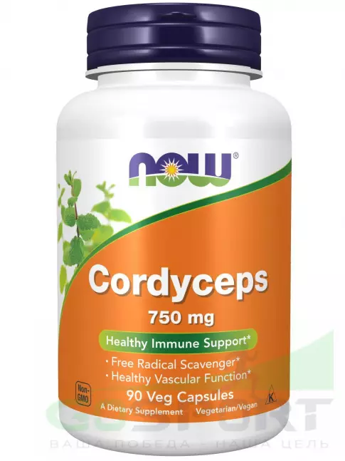  NOW FOODS Cordyceps 750 mg 90 веган капсул