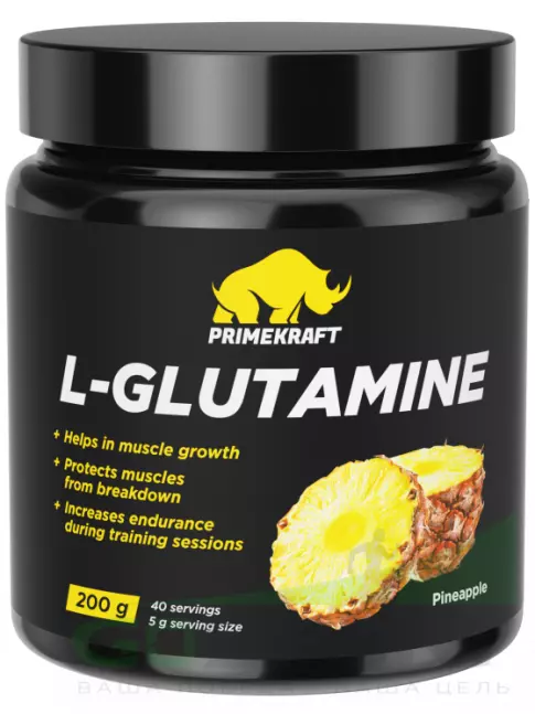 L-Глютамин PRIMEKRAFT L-Glutamine 4350 mg 200 г, Ананас