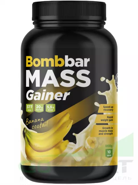 Гейнер BombBar Mass Gainer 1000 г, Банановый коктейль
