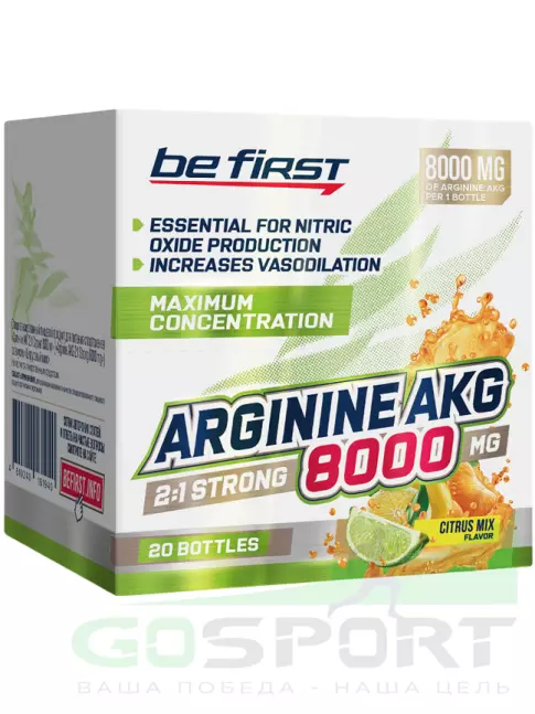 Аргинин / AAKG Be First AAKG 8000 STRONG 20 x 25 мл, Цитрусовый микс Аргинин / AAKG Be First AAKG 8000 STRONG 20 x 25 мл, Цитрусовый микс
