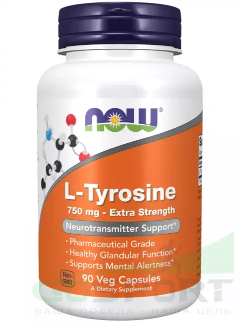  NOW FOODS L-Tyrosine 750 mg 90 веган капсул