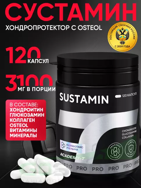 Комплекс хондропротекторов АКАДЕМИЯ-Т SUSTAMIN 120 капсул, Нейтральный