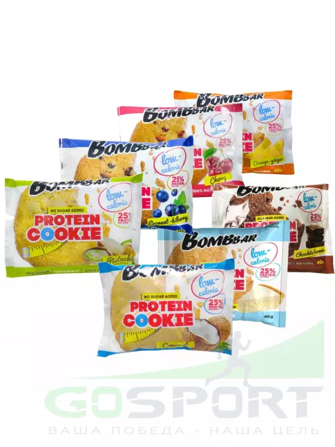 Протеиновый батончик BombBar Protein cookie 7 x 40 г, Микс